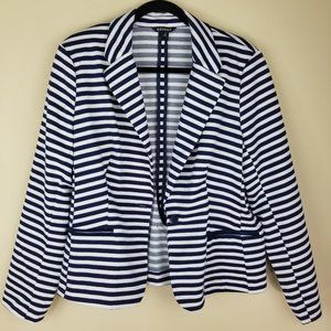George Blazer White Navy Blue Stripe Size 16